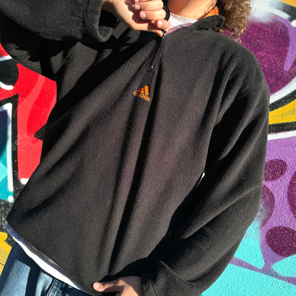 1990'S ADIDAS EMBROIDERED FLEECE 1/4 ZIP - L