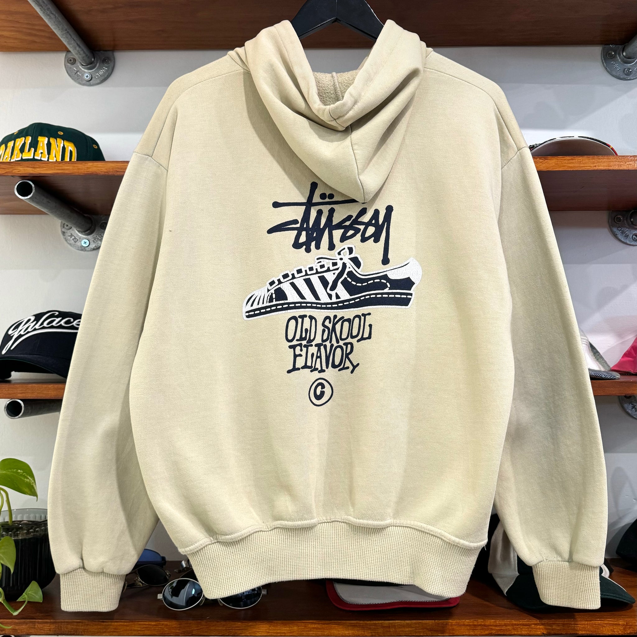 1990'S STUSSY 'OLD SKOOL FLAVOUR' HOODIE - M