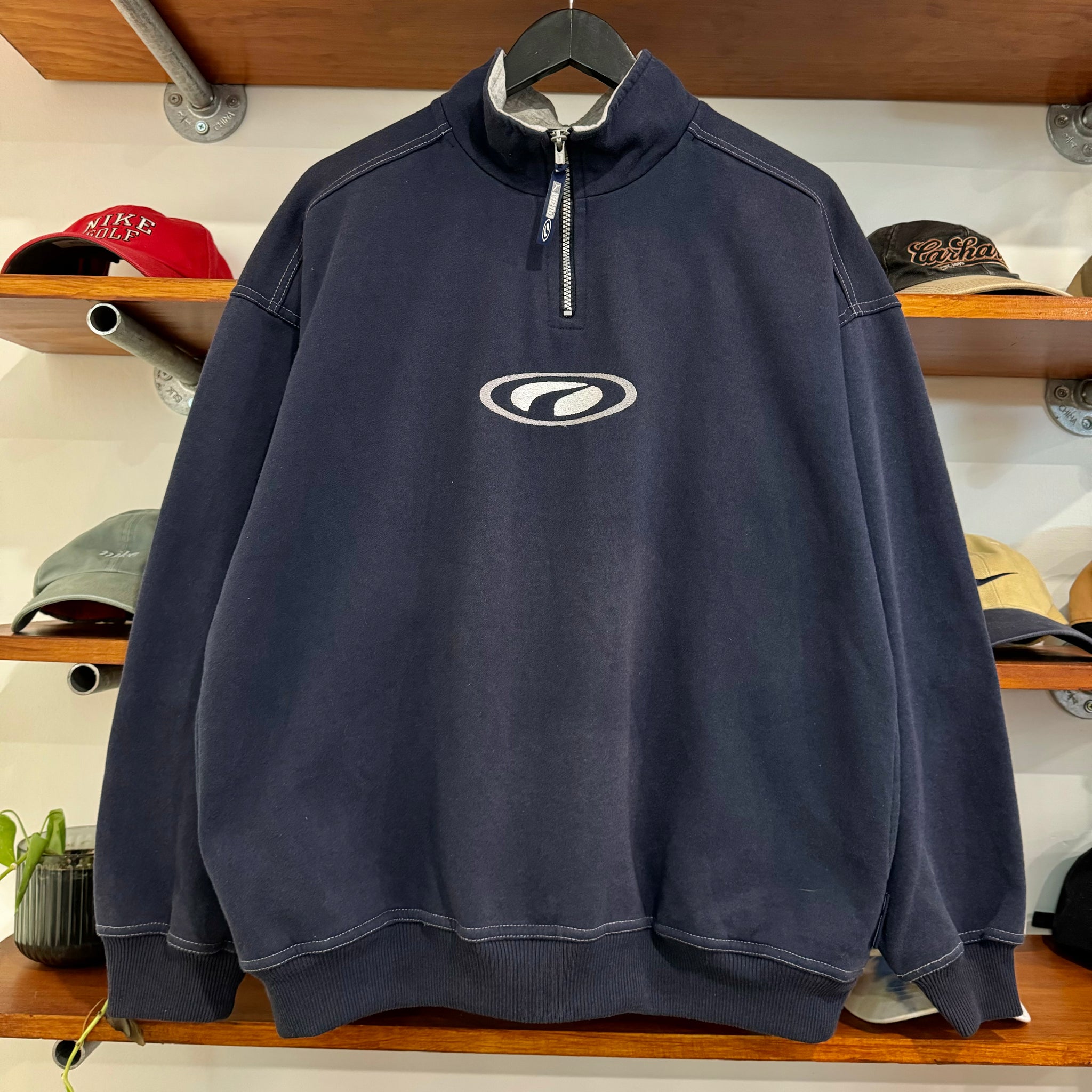 2000'S PUMA EMBROIDERED 1/4 ZIP SWEATSHIRT - L