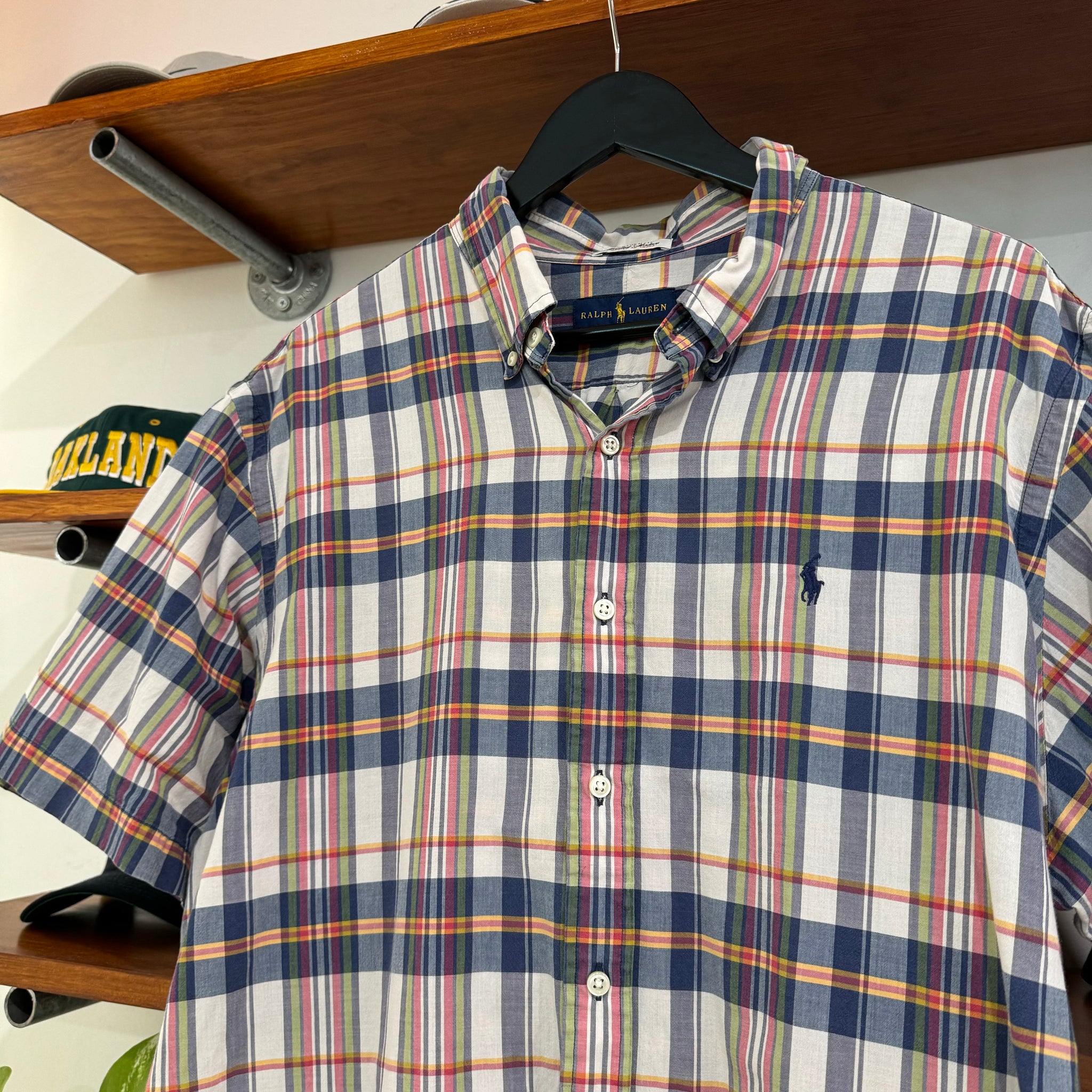 1990'S POLO RALPH LAUREN PLAID BUTTON UP - XL