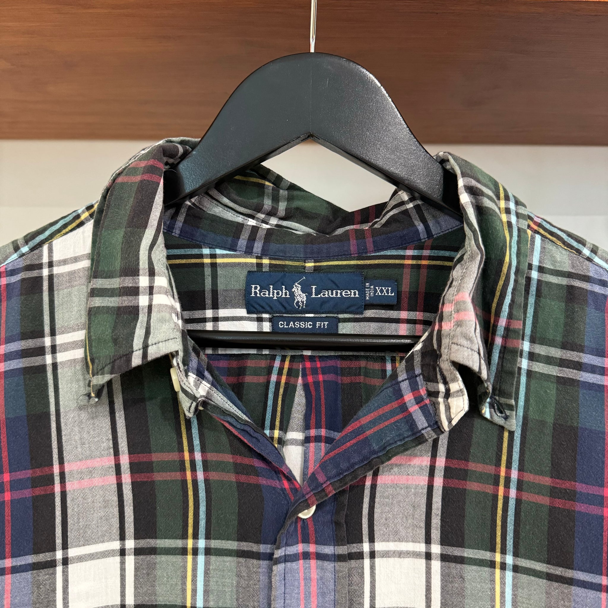 1990'S POLO RALPH LAUREN PLAID BUTTON UP - XXL