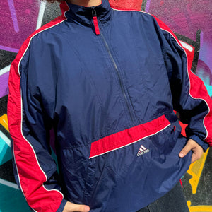 2000'S ADIDAS TWO-TONE 1/4 ZIP JACKET - L/XL