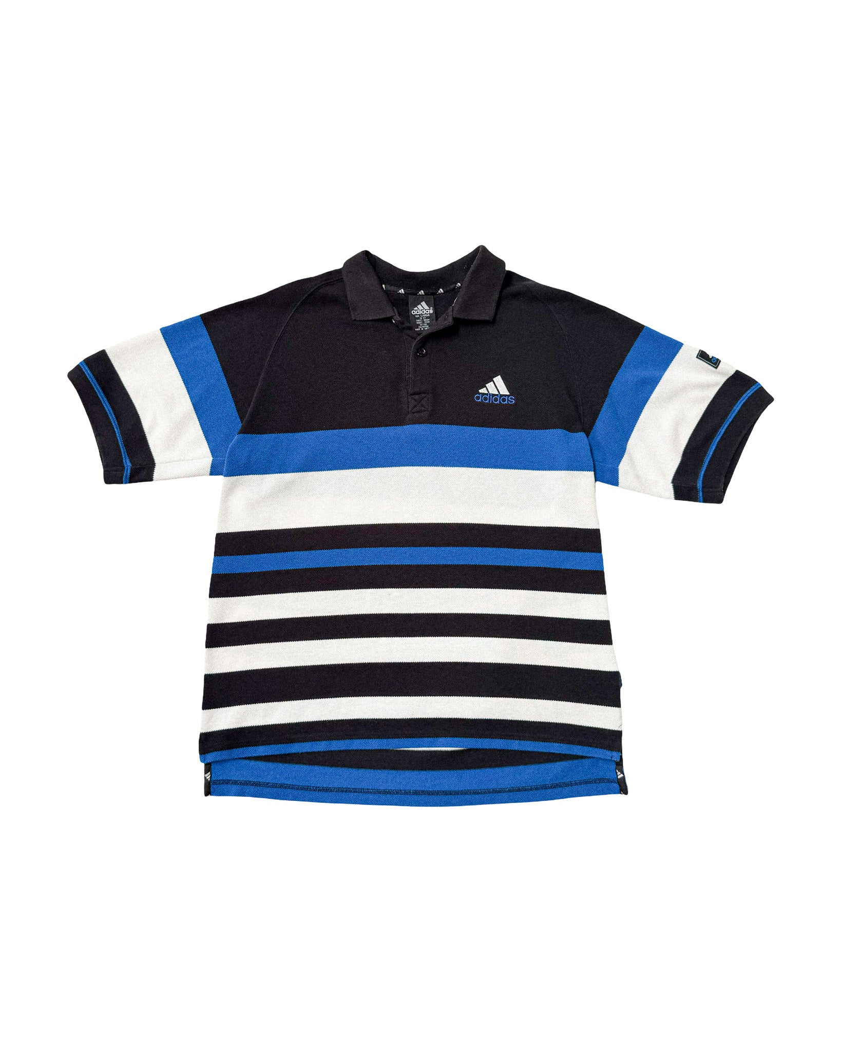 2000'S ADIDAS 'CORPORATE LOGO LINE' POLO SHIRT - L/XL