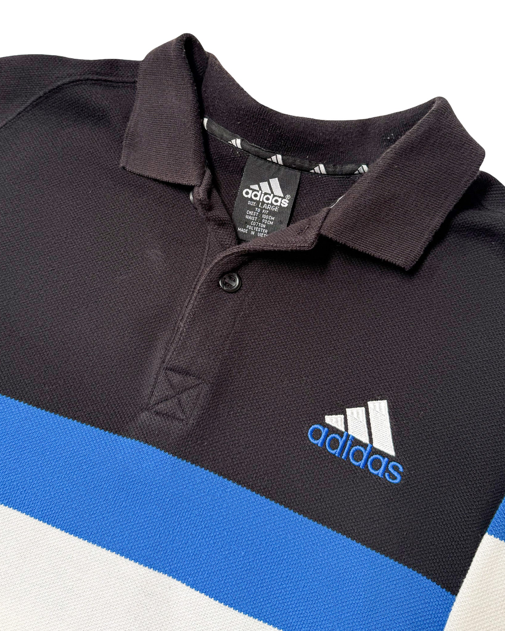 2000'S ADIDAS 'CORPORATE LOGO LINE' POLO SHIRT - L/XL