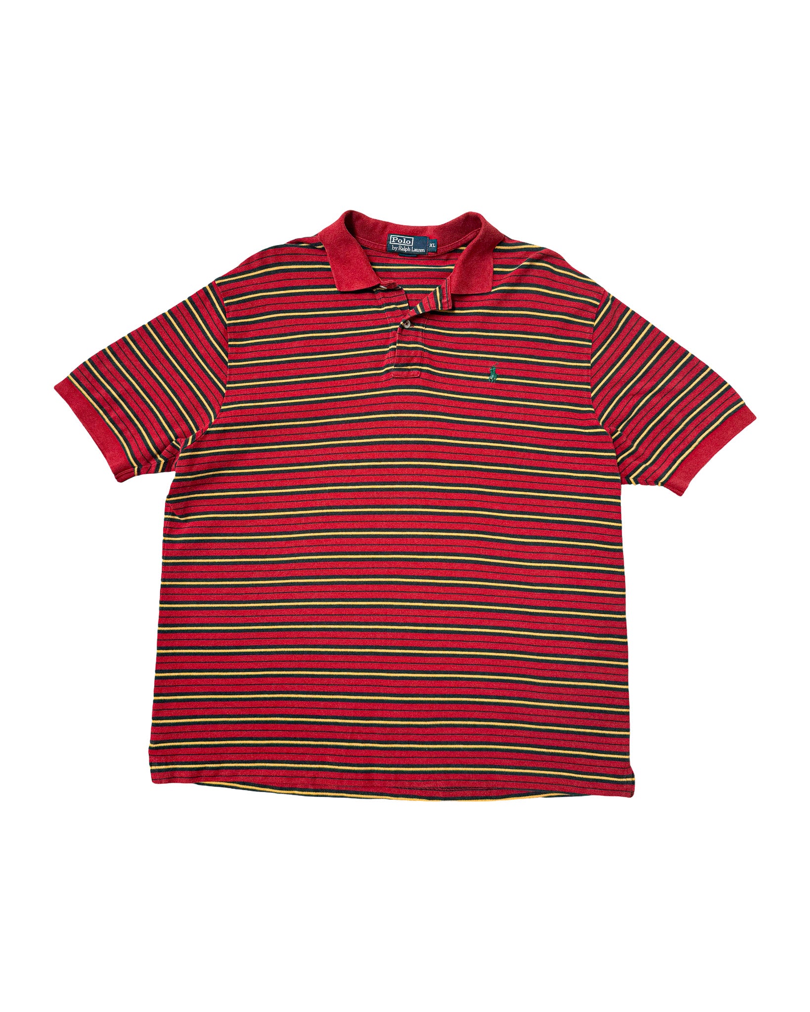 1990'S POLO RALPH LAUREN STRIPED POLO SHIRT - XL