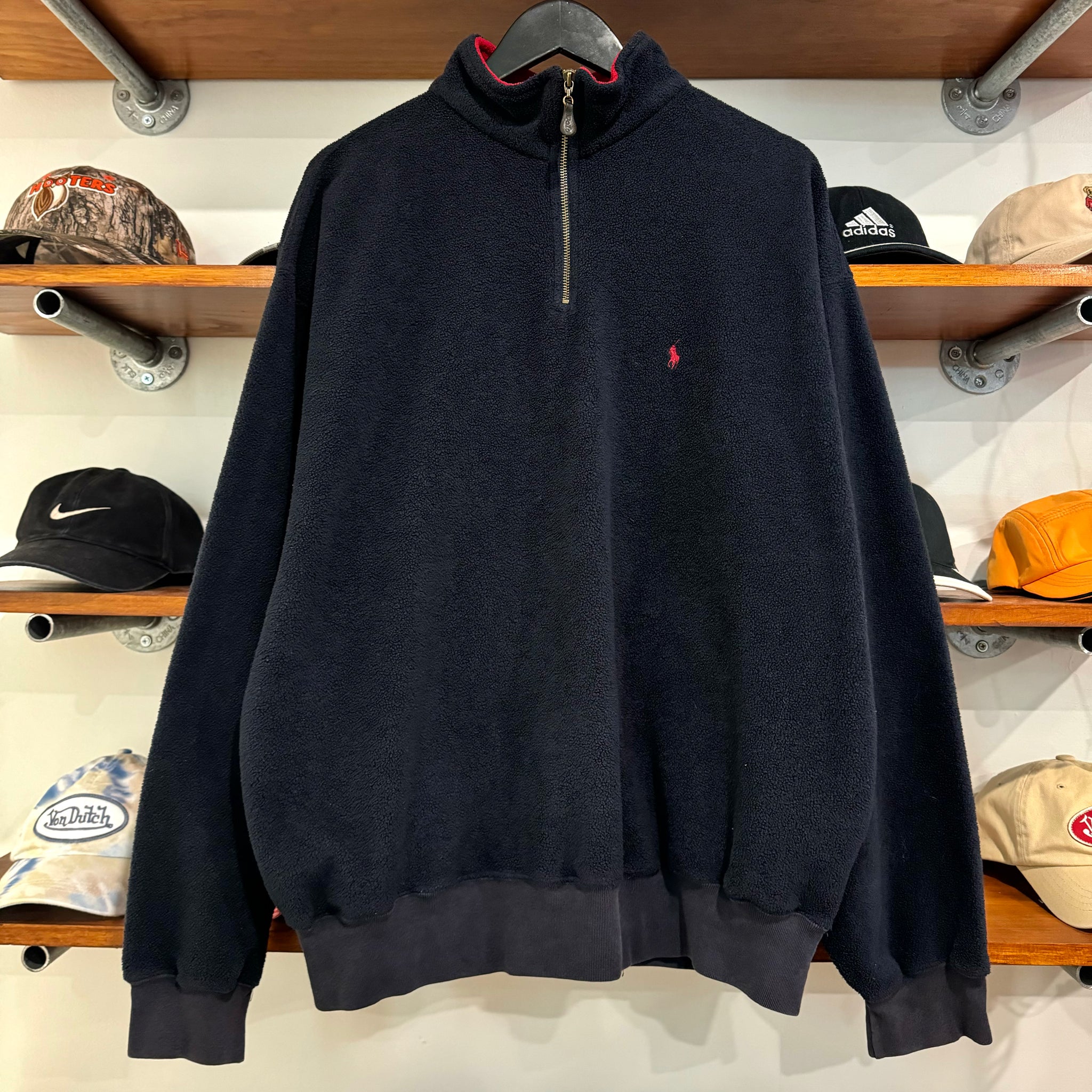 1990'S POLO RALPH LAUREN FLEECE 1/4 ZIP - XXL