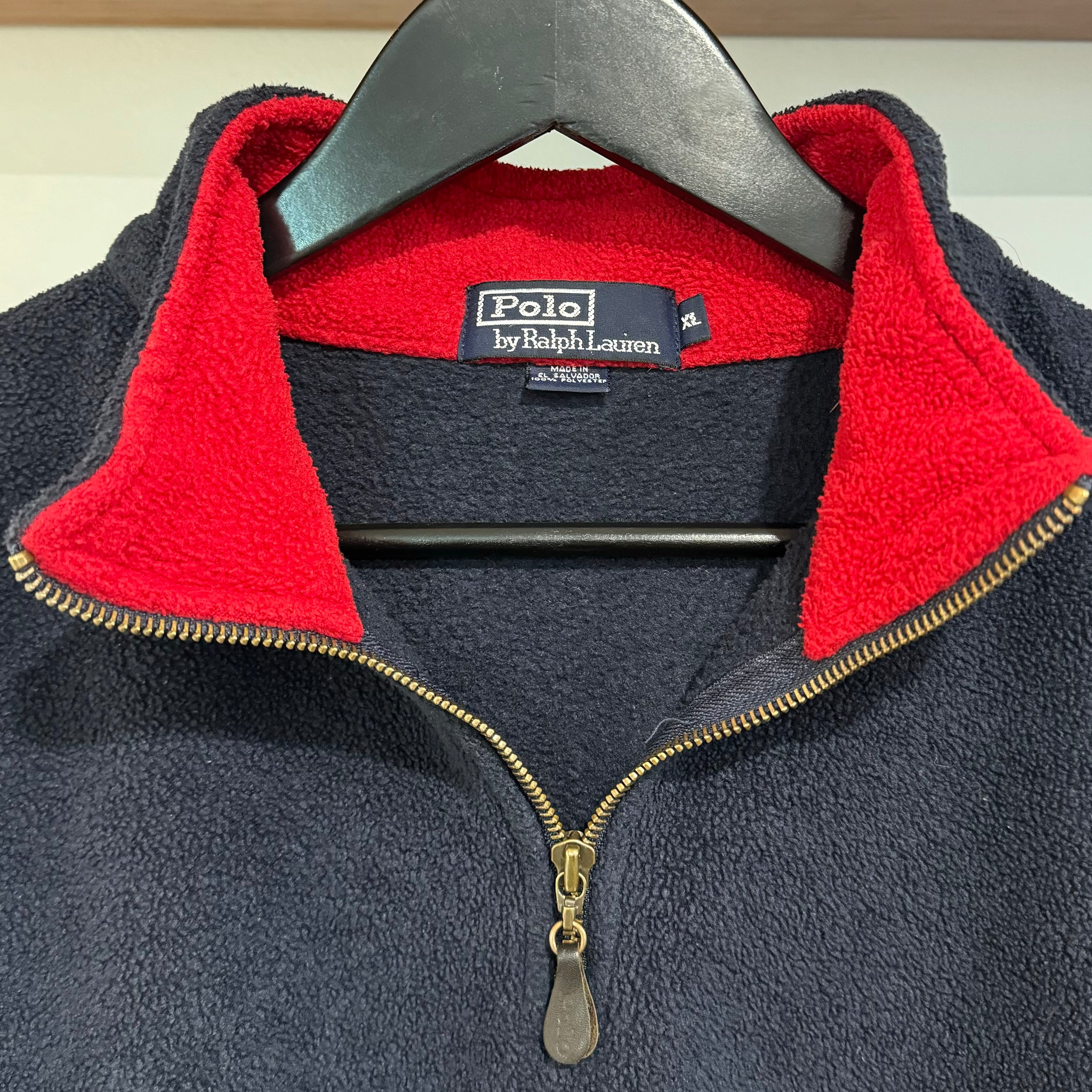 1990'S POLO RALPH LAUREN FLEECE 1/4 ZIP - XXL