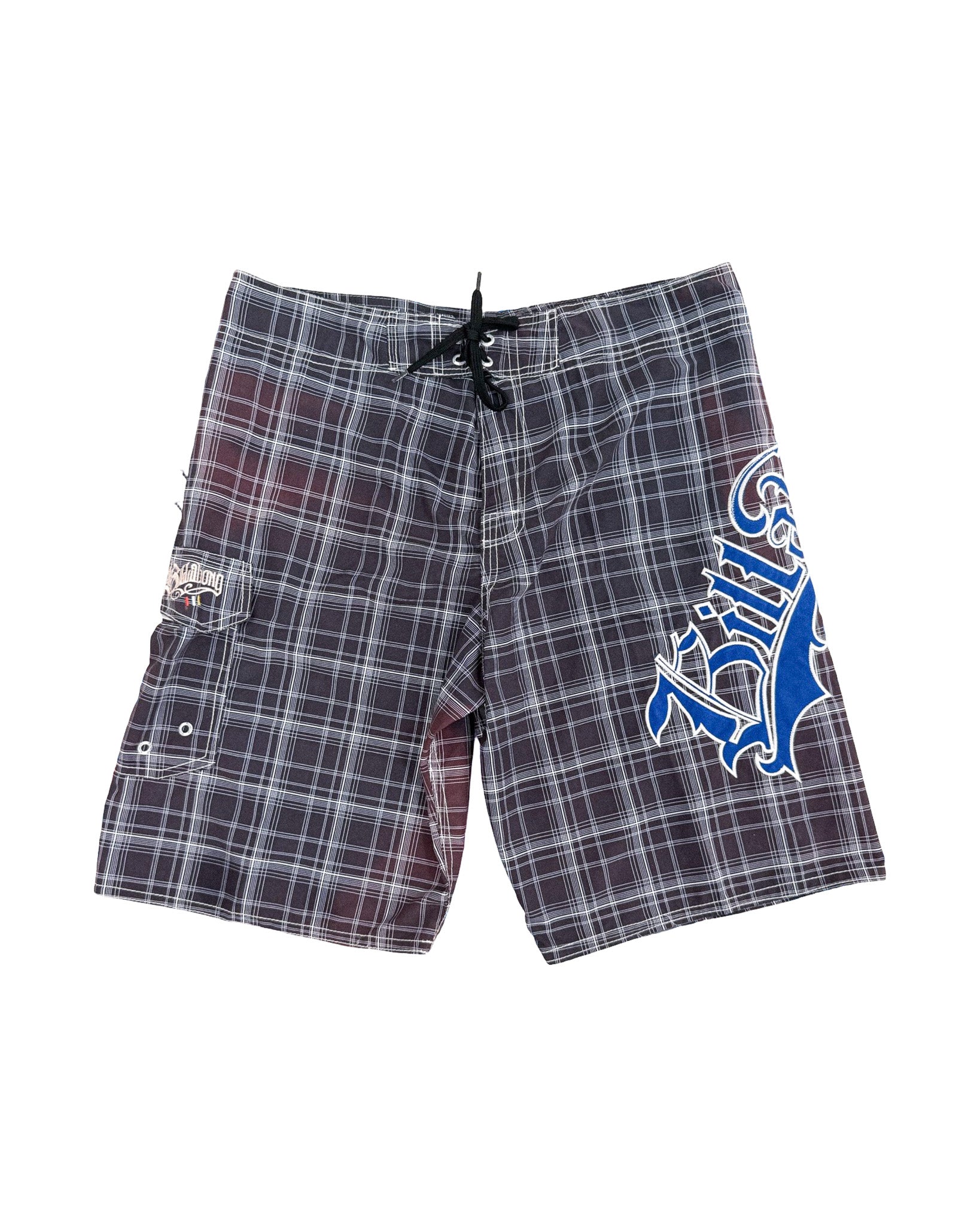 2000'S BILLABONG PLAID BOARD SHORTS - 34