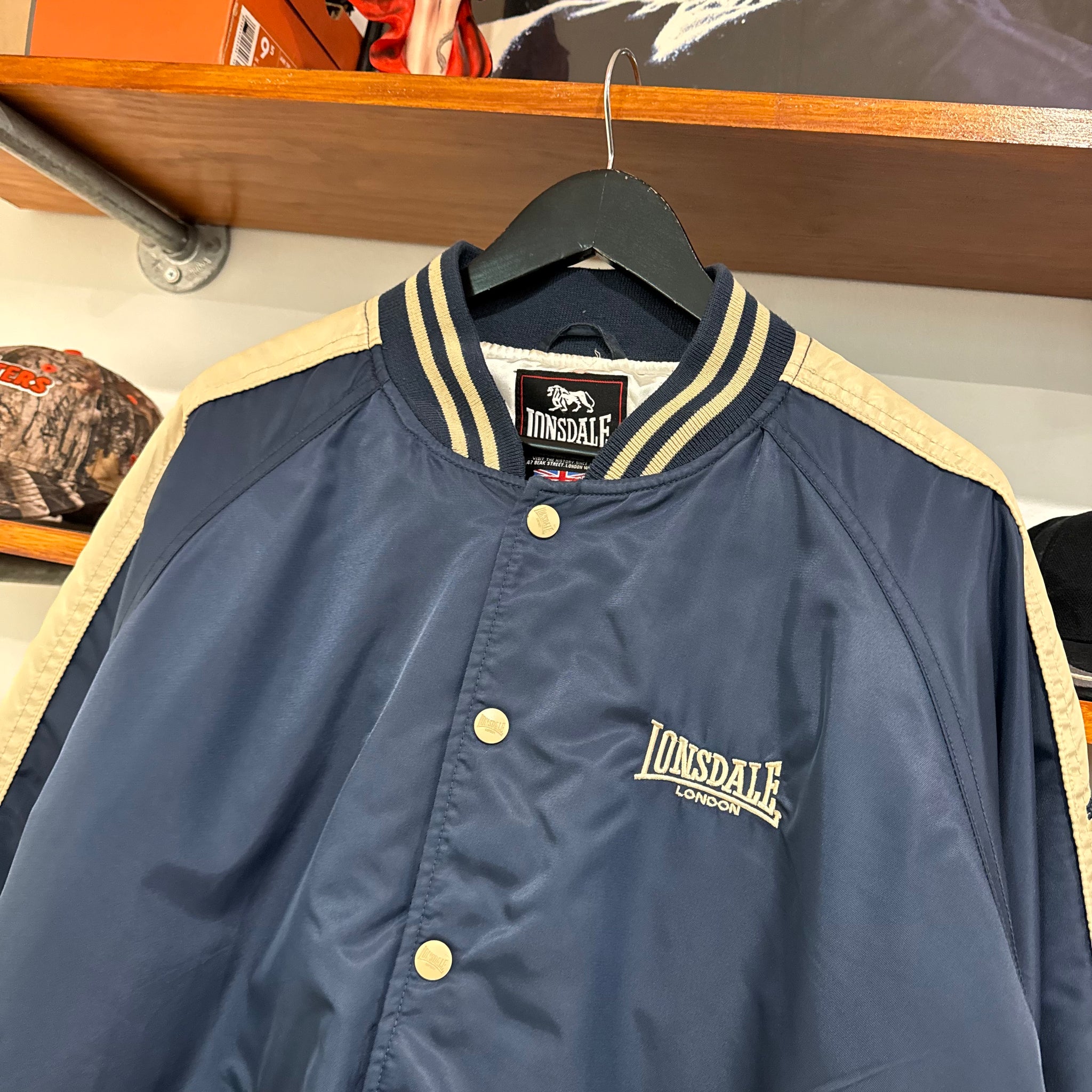 1990'S LONSDALE TWO TONE VARSITY JACKET - XL