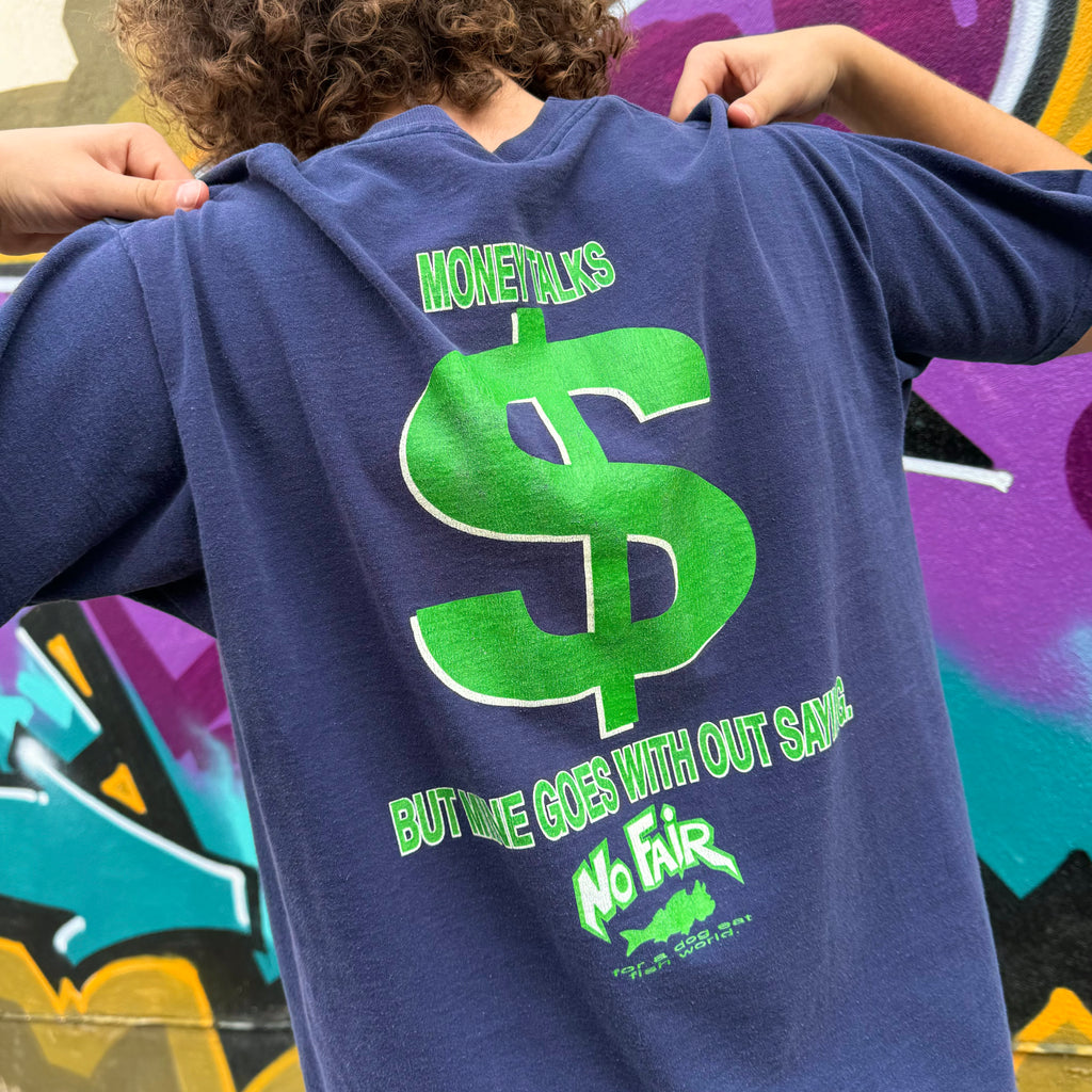 1990'S NO FEAR "MONEY TALKS" GRAPHIC TEE - L