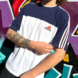 2000'S ADIDAS LOGO TWO-TONE TEE - L