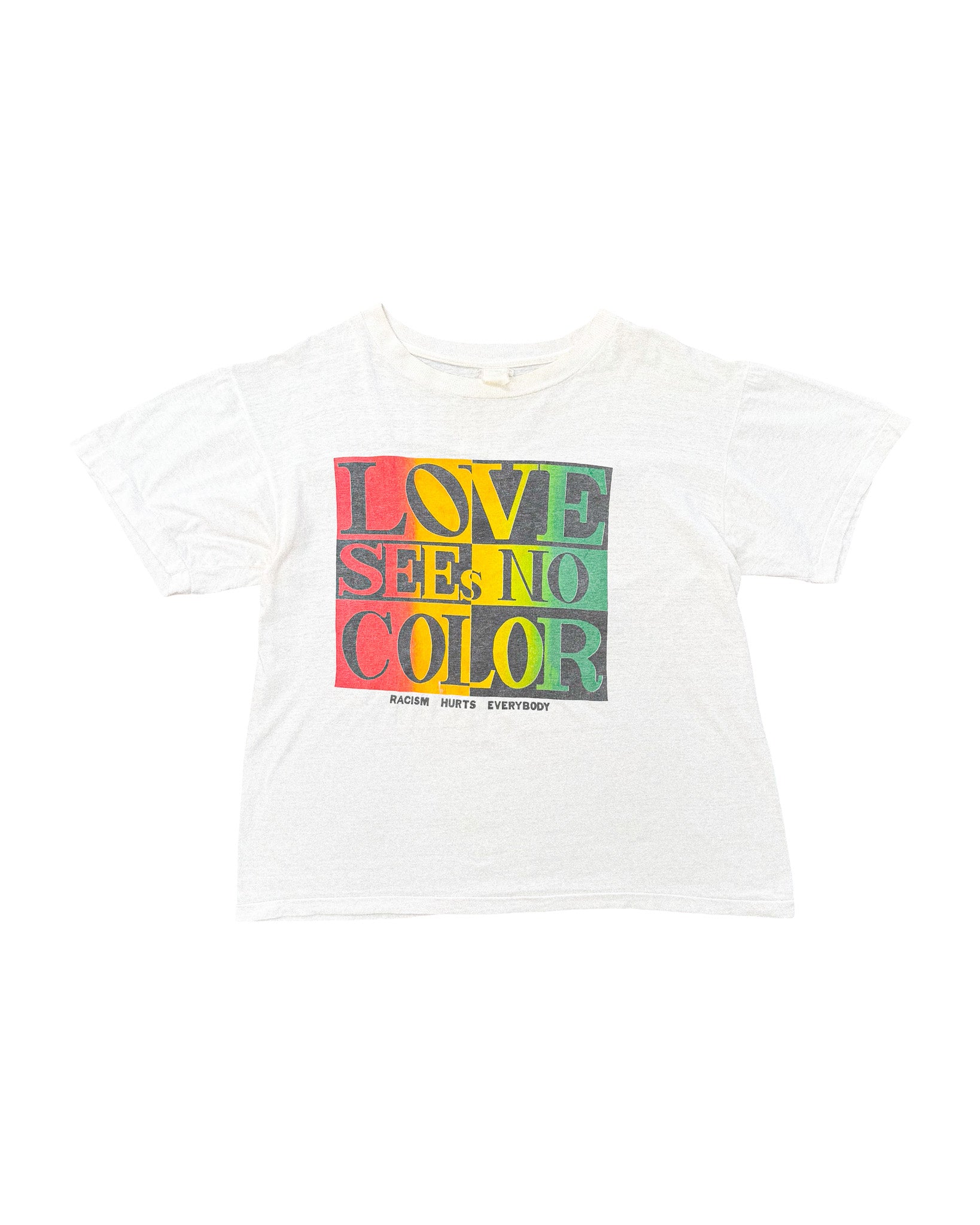 1990'S 'LOVE SEES NO COLOR' GRAPHIC TEE - L