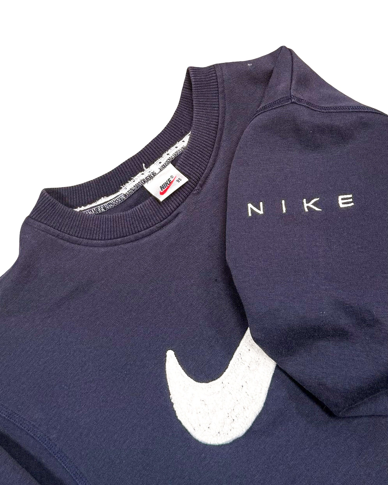 1990'S NIKE BIG SWOOSH EMBROIDERED SWEATSHIRT - M