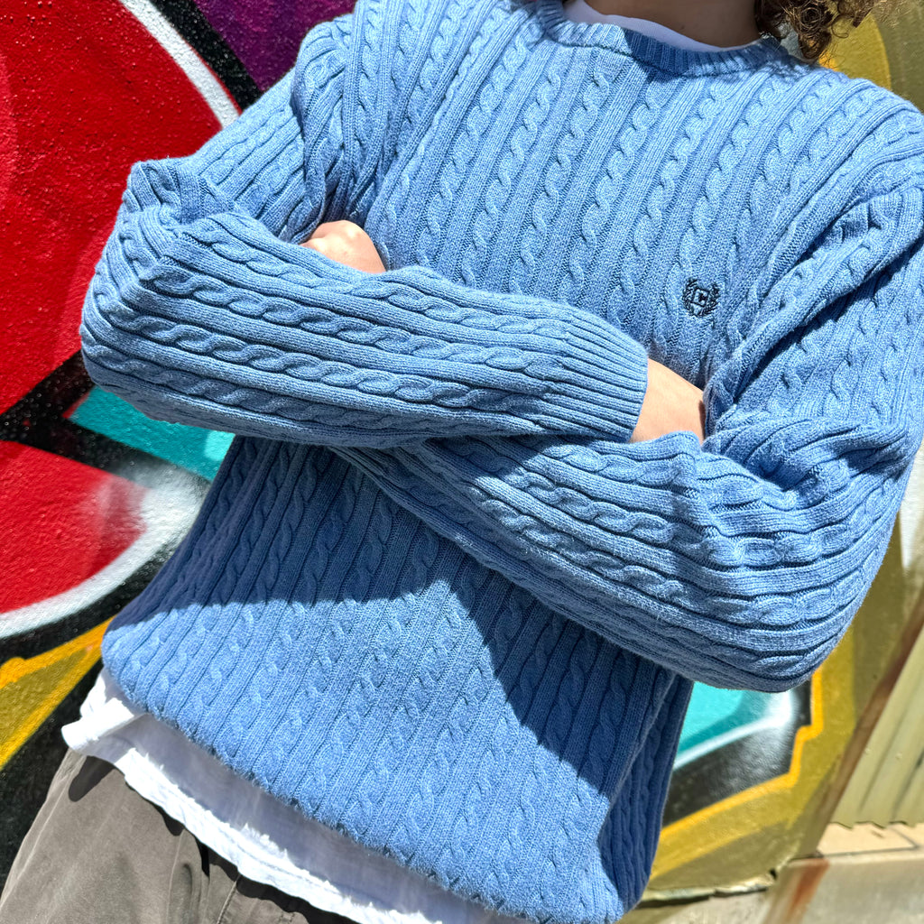 2000'S CHAPS CREST KNIT SWEATER - L