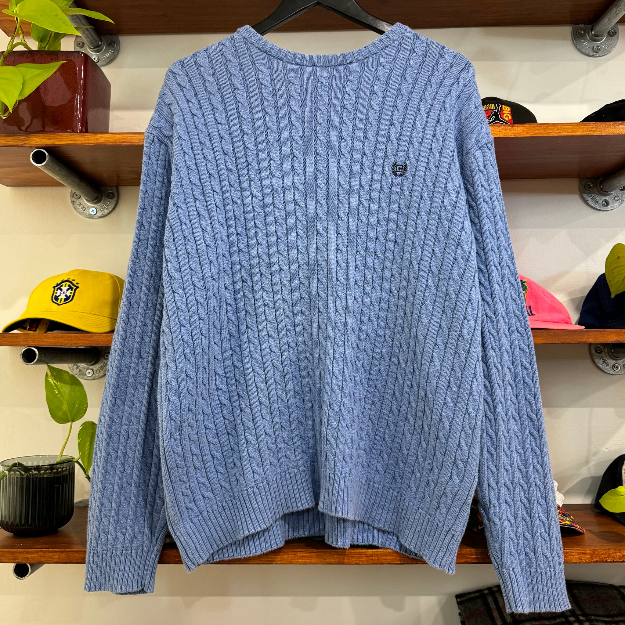 2000'S CHAPS CREST KNIT SWEATER - L