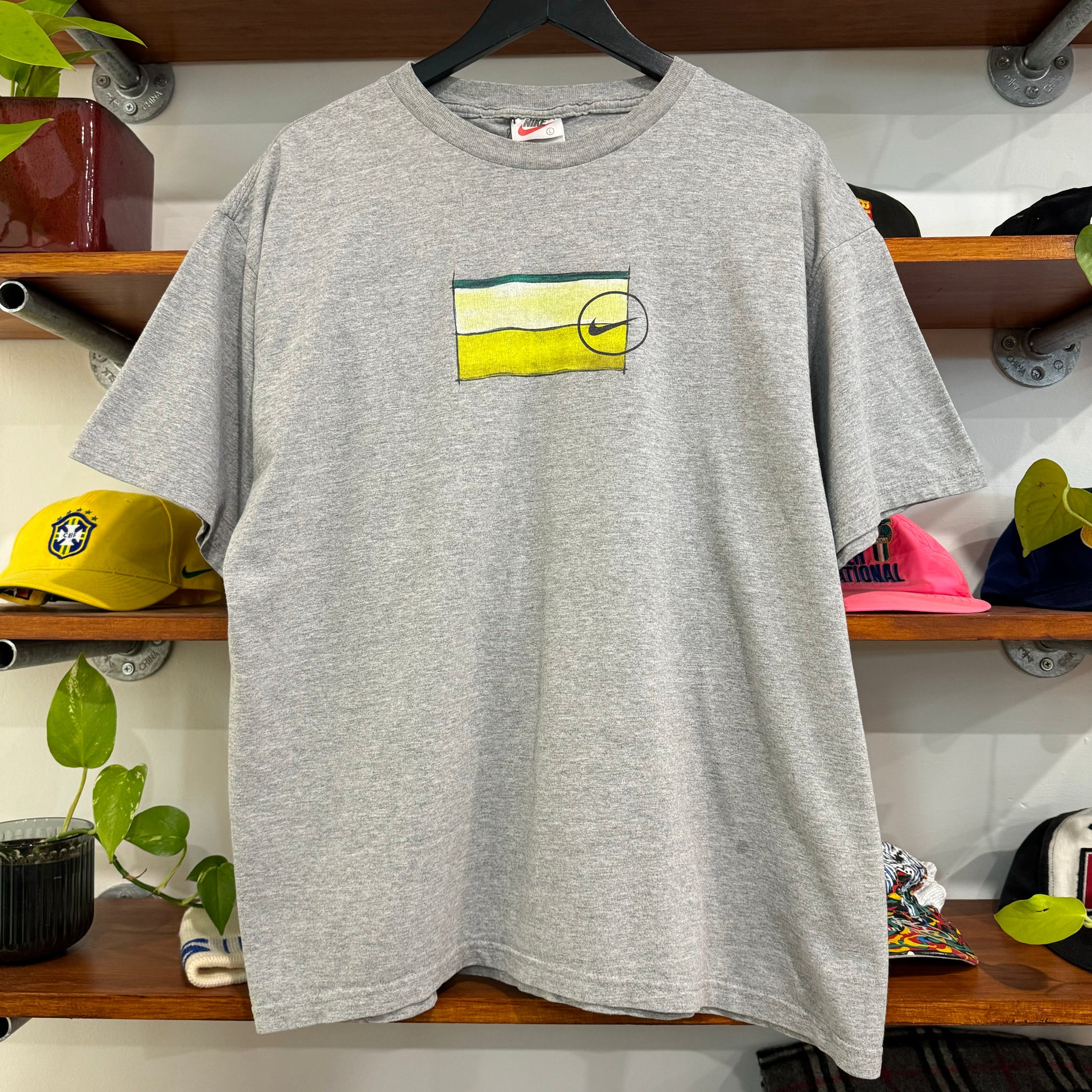 1990'S NIKE TWO TONE GRAPHIC TEE - L/XL