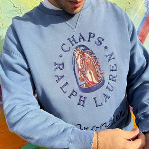 1990'S RALPH LAUREN CHAPS 'FRONTIER' EMBROIDERED SWEATSHIRT - M