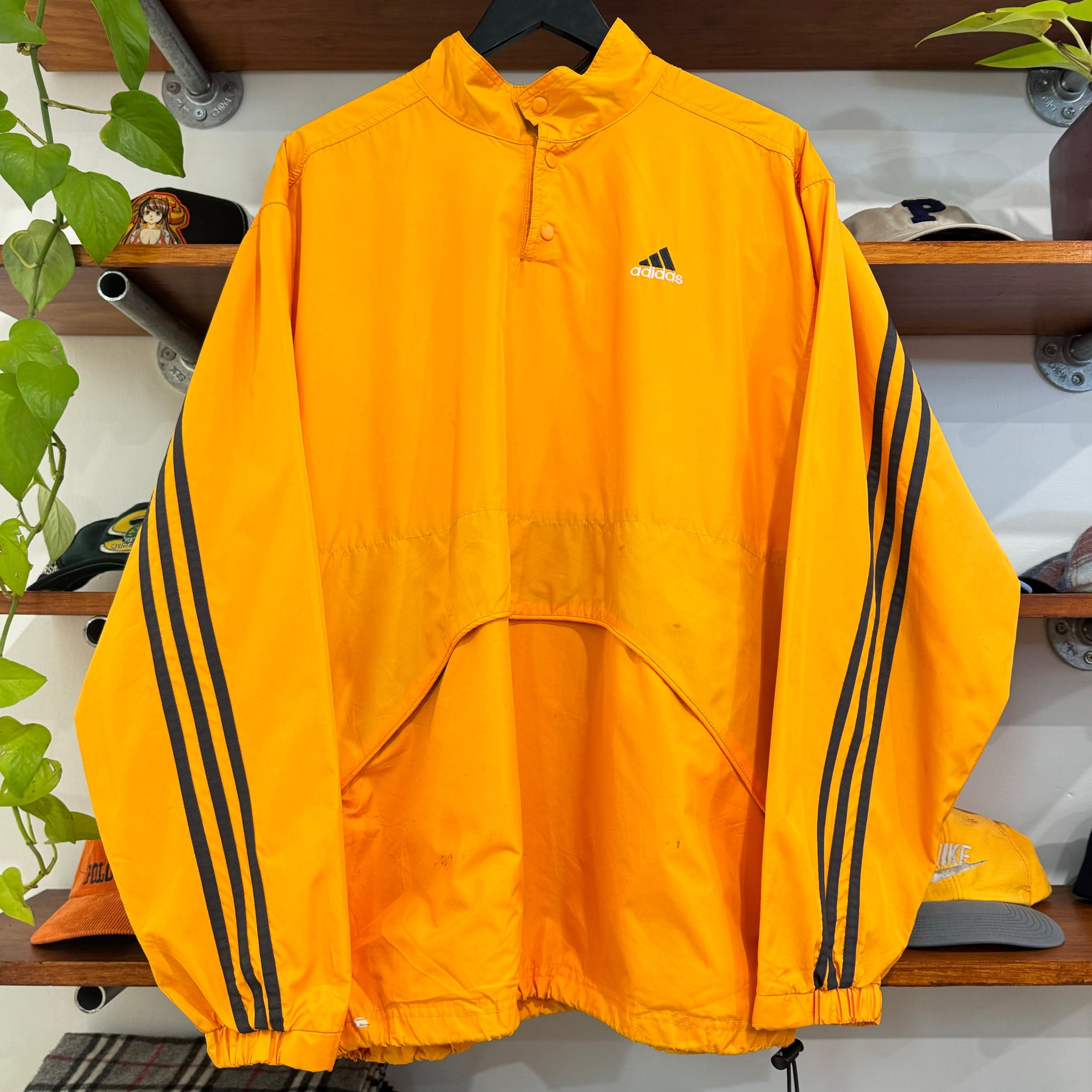 1990'S ADIDAS 3 STRIPE 1/4 ZIP JACKET - L/XL