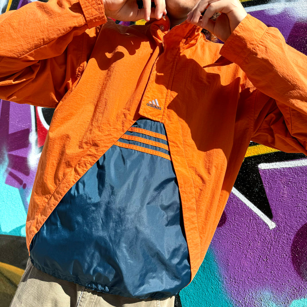 1990'S ADIDAS LOGO 1/4 ZIP JACKET - L