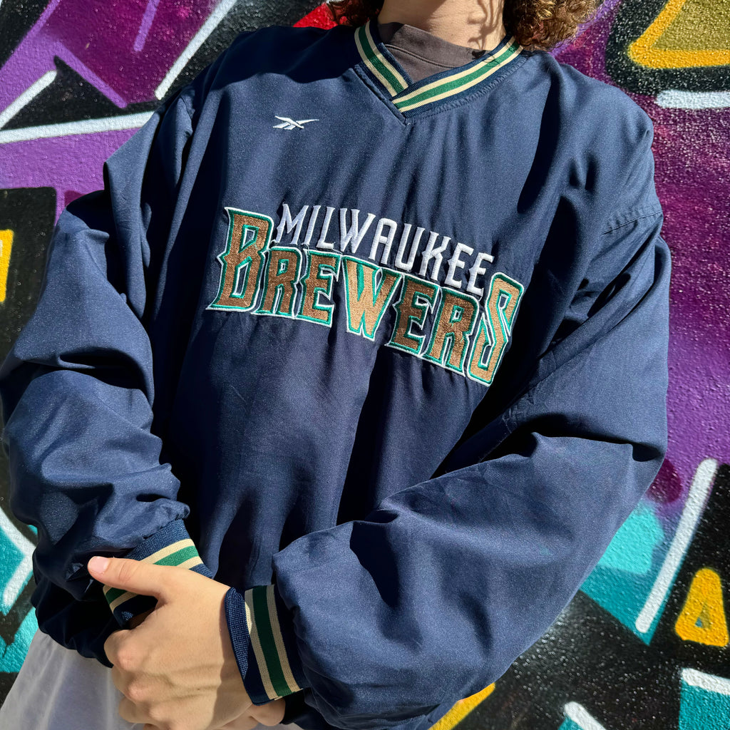 2000'S REEBOK MILWAUKEE BREWERS PULLOVER - L